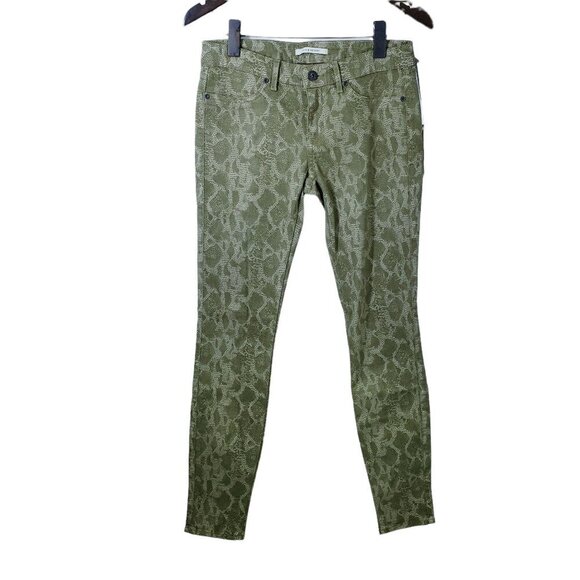 NEW RICH & SKINNY Legacy Snakeskin‎ Jeans Olive Green Women's Size 28 - Picture 1 of 11